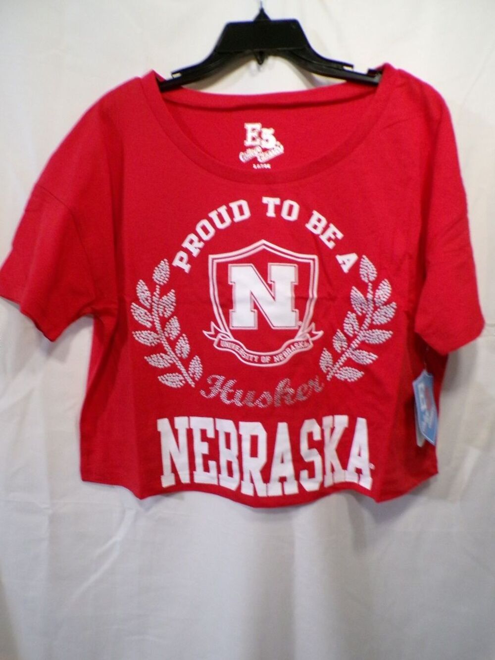 E5 College Classics Nebraska Husker Women's Cropped T-Shirt Large Red